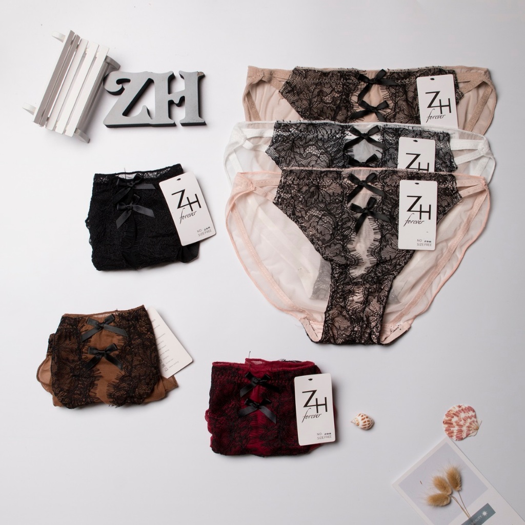 ZH-FOREVER.298 กางเกงในผ้าลูกไม้ ลายโบว์