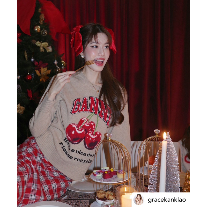 🍒GANNI WORLD WOOL SWEATER 🧣❄️🧸 เสื้อสเวสเตอร์ไหมพรมงานแบรนด์ดัง แบบคุณเป้ยใส่ เกาหลีใส่กันเยอะมาก🍒