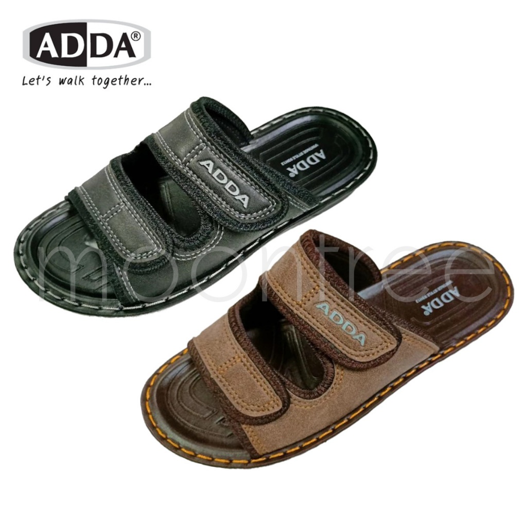 🔥ADDA 93H12 รองเท้าแตะ รองเท้าลำลอง สำหรับผู้ชาย แบบสวม รุ่น ไซส์ 7-10 สี ดำ น้ำตาล Moontree