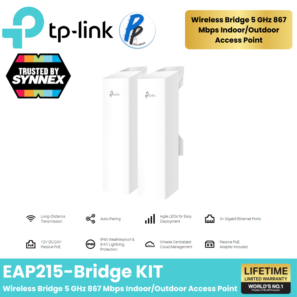 TP-Link EAP215-Bridge V.3 KIT 5GHz 867Mbps Long-range Indoor/Outdoor Access Point
