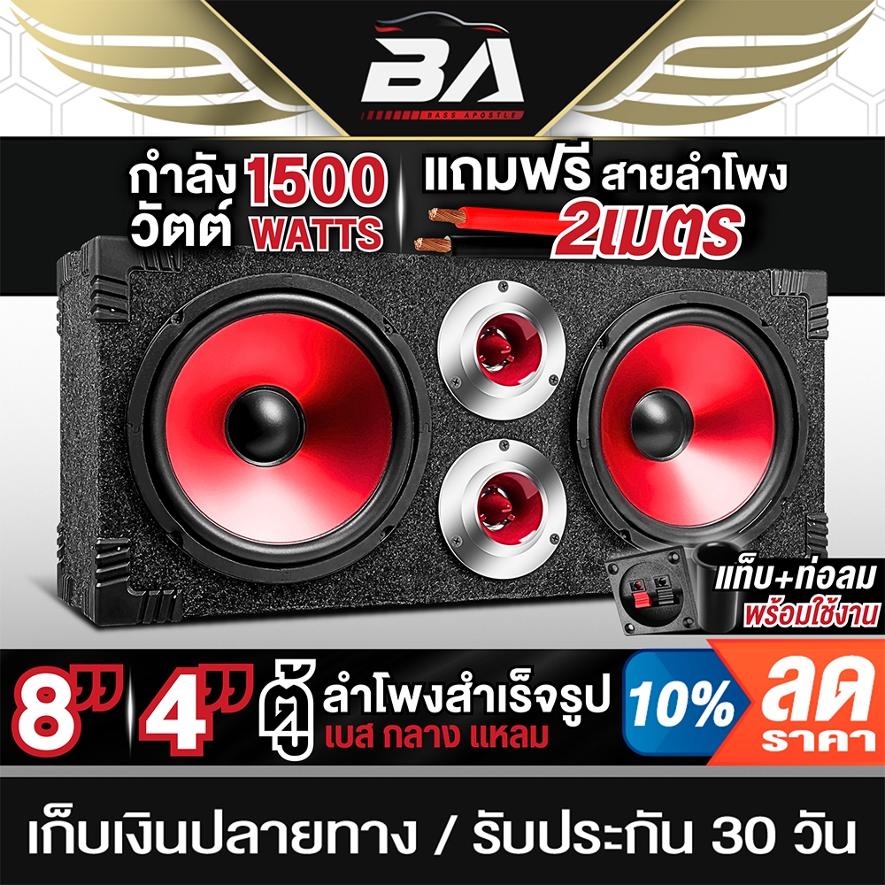 BA SOUND ตู้ลำโพงสำเร็จรูป 8นิ้ว 1500W BA-8388R แถมสาย 2M ตู้ลำโพง 8นิ้ว ตู้ลำโพงรถยนต์ ตู้ลำโพงบ้าน ตู้ลำโพงกลางแจ้ง