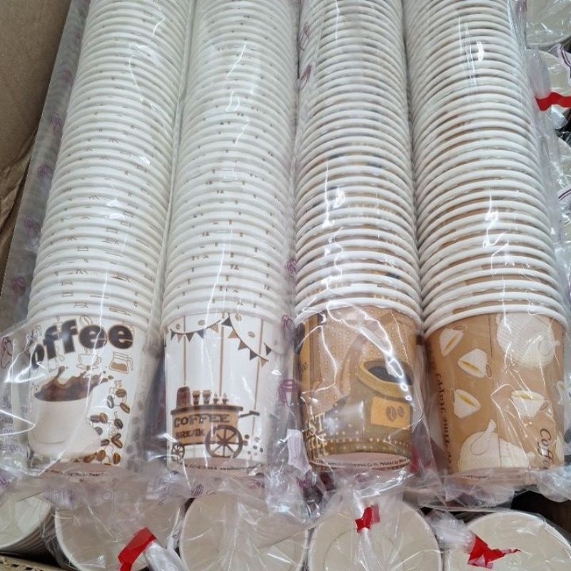 แก้วกาแฟร้อน ถ้วยกาแฟ แก้วกระดาษ ไม่มีหู มีหูจับ 6.5 ออนซ์ แพ็ค 50 ใบ