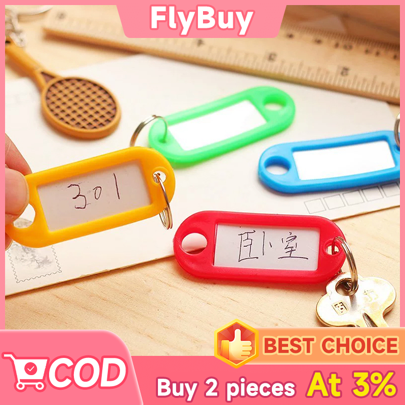 FlyBuy-พวงกุญแจป้ายชื่อ แท็กห้อยพวงกุญแจ สีพาสเทล พร้อมโซ่ไข่ปลา