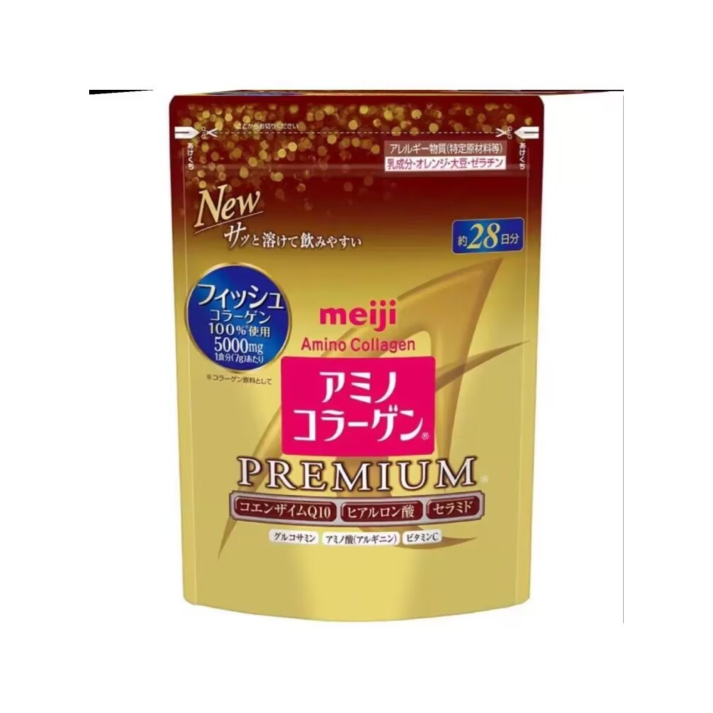 MEIJI Meiji Amino Collagen Powder Premium(เมจิ อะมิโน คอลลาเจน)Collagen 196g/28day-รักษาสุขภาพ