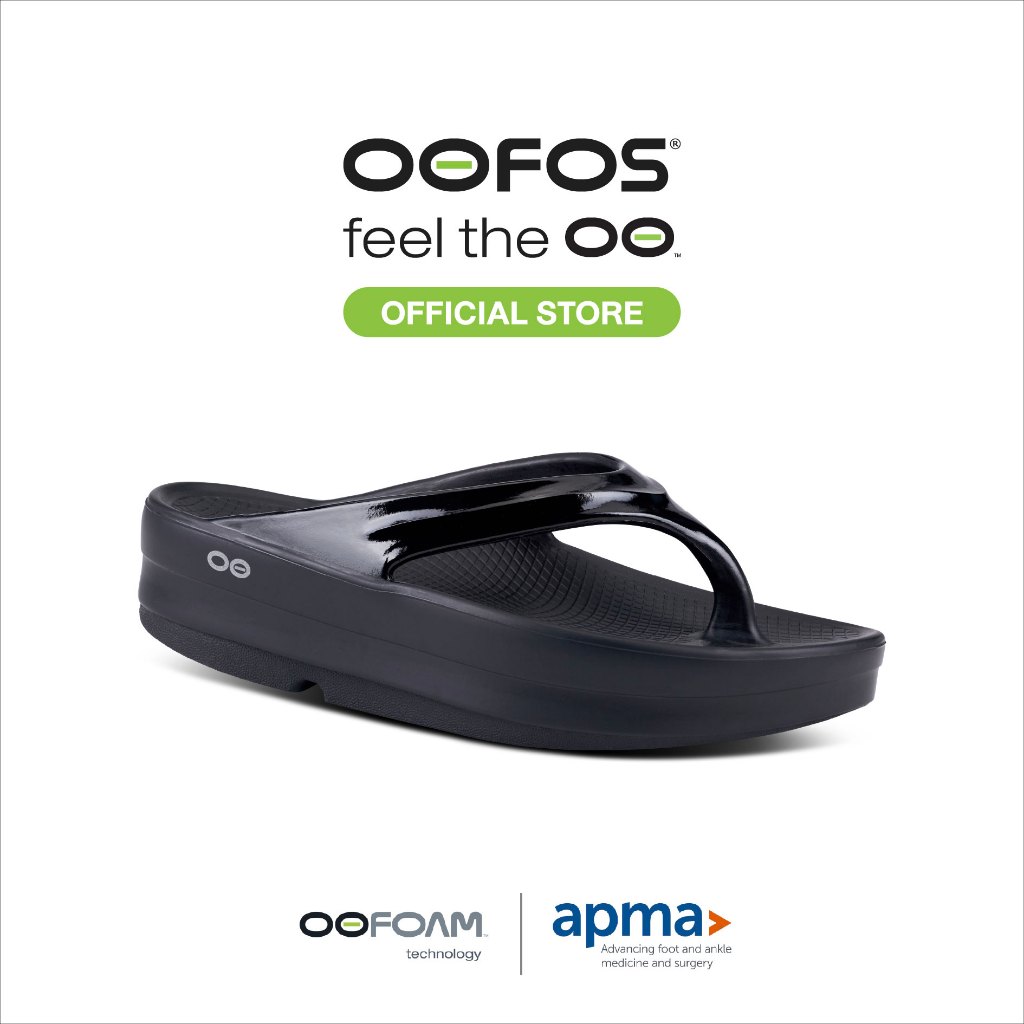 OOFOS Oomega Black รองเท้าเพื่อการฟื้นฟู