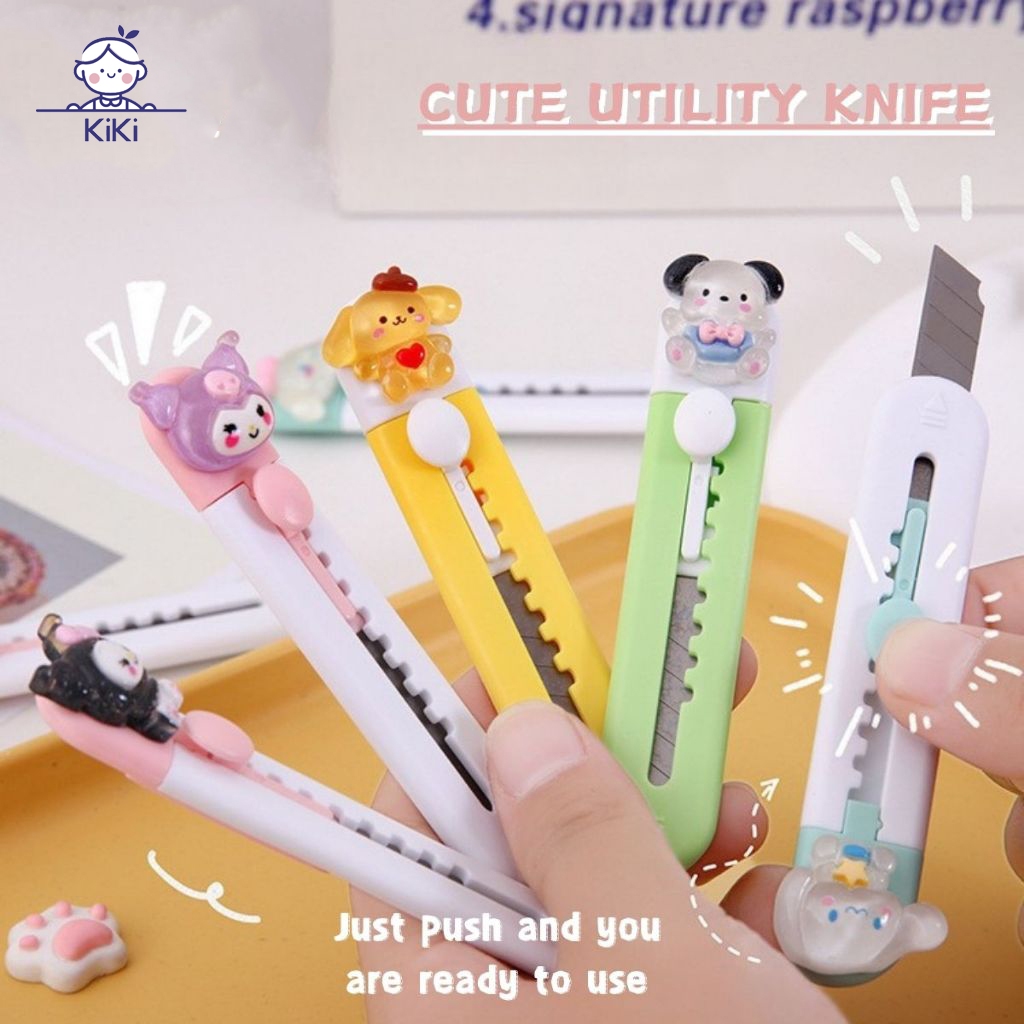 KiKi คัตเตอร์ตัดกระดาษ ลายน่ารัก ขนาดเล็ก แบบพกพา สำหรับแกะกล่อง（การจับคู่สี）
