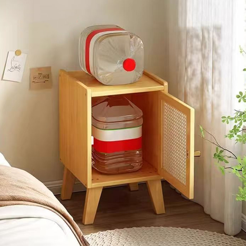 🌟 โต๊ะข้างเตียง 🌟 กล่องเก็บของห้องนอนแบบเรียบง่ายไม้เนื้อแข็ง  ชั้นวางของไม้ ตู้เก็บของ ตู้มินิ ตู้เก็บของหวาย