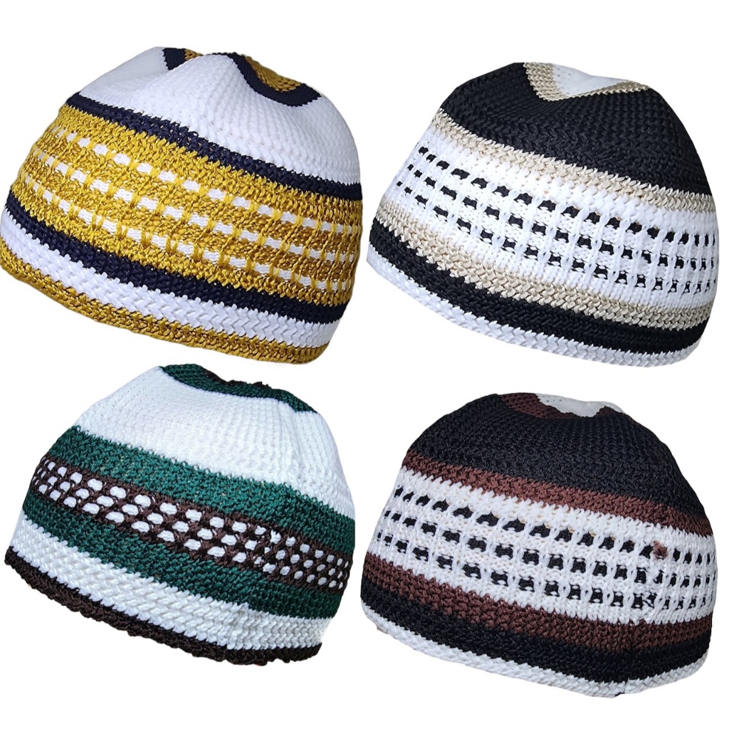 หมวกถักลายสวยๆ amn-260 สำหรับใส่ละหมาดสำหรับมุสลิม กะปิเยาะหมุสลิม เนื้อผ้ายืดได้ สวมใส่สบาย ฟรีไซส์