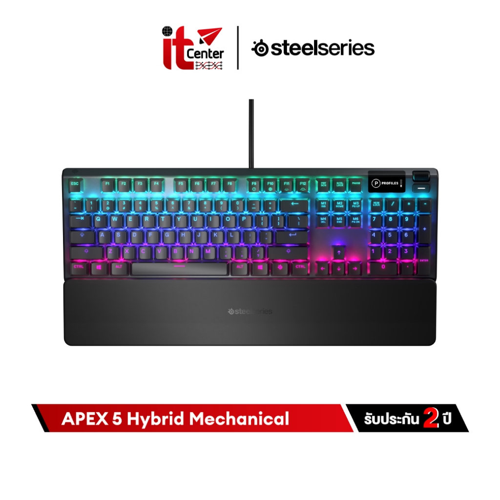 SteelSeries Apex 5 Hybrid Mechanical Gaming Keyboard คีบอร์ดเกมมิ่งปุ่มกึ่งแมคคานิคอล ไฟ RGB ปุ่ม US