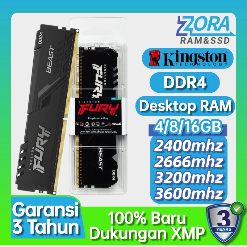 Kingston Desktop RAM 4GB/8GB/16GB Memory DDR3 DDR4 1333mhz 1600mhz 2400 2666mhz 3200mhz PC3-12800S PC4-25600 for PC RAM