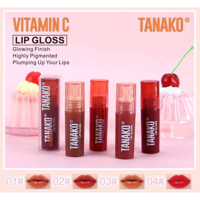 (JK1077) TANAKO Vitamin C Lip Gloss ลิปจิ้มจุ่ม เนื้อวาว สีชัด สวย ติดทน ขนาด 3 มล. - รูปที่ 4
