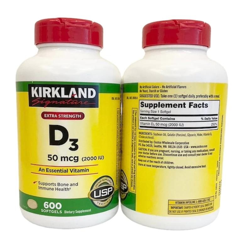 🔥Exp.02/2027🔥Kirkland Extra Strength D3 50 mcg (2000 IU) 600 Softgels