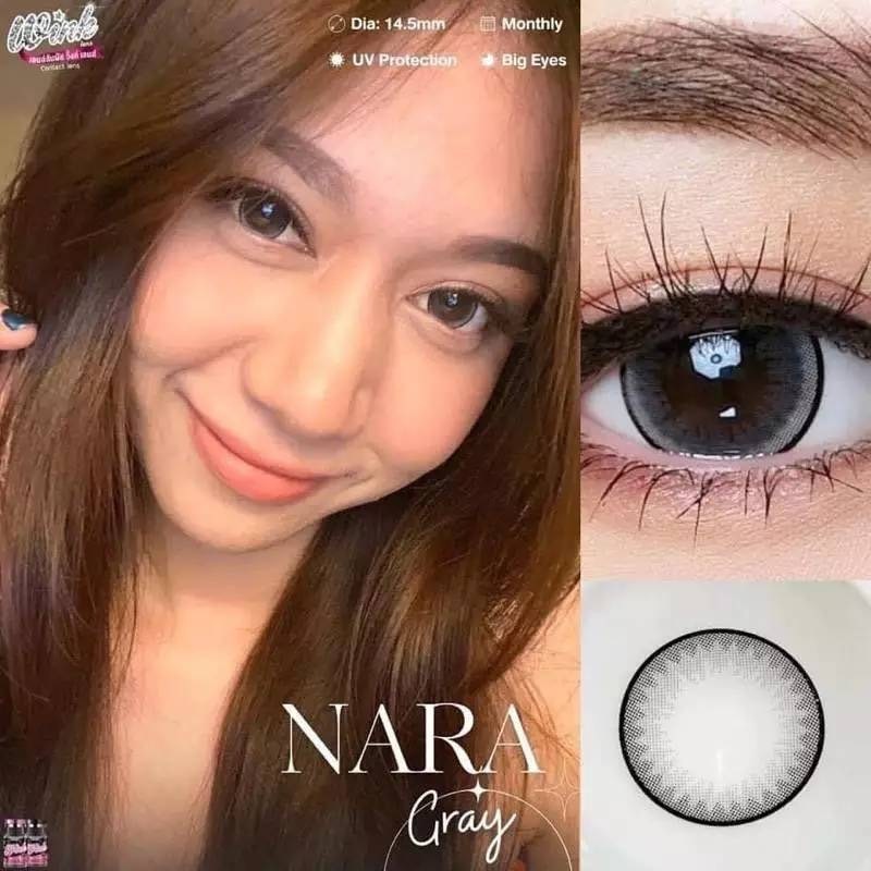 🔥คอนแทคเลนส์✨ขนาดกลาง✨ Nara Gray/Brown (wink)
