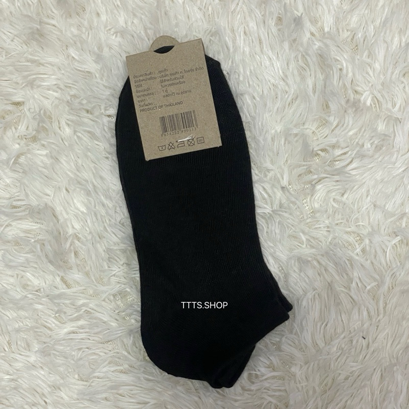 ถุงเท้า ข้อสั้น ทำงาน เที่ยว สีดำ ดำล้วน ขนาดFreesize Socksy ผ้าหนา ไม่บาง คุณภาพดี - รูปที่ 4