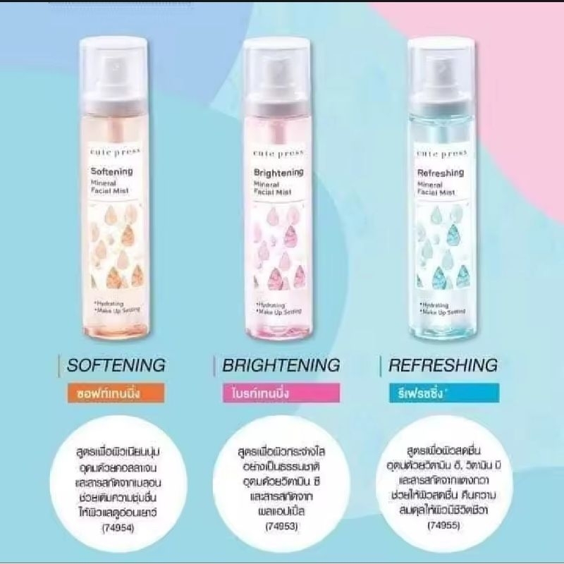 CUTE PRESS MINERAL FACIAL MIST  คิวเพรส สเปรย์ น้ำแร่​ สเปรย์น้ำแร่​ ผิวกระจ่างใส​ เนียนนุ่ม​ วิตามินซี ขนาด 100 มล. s.4