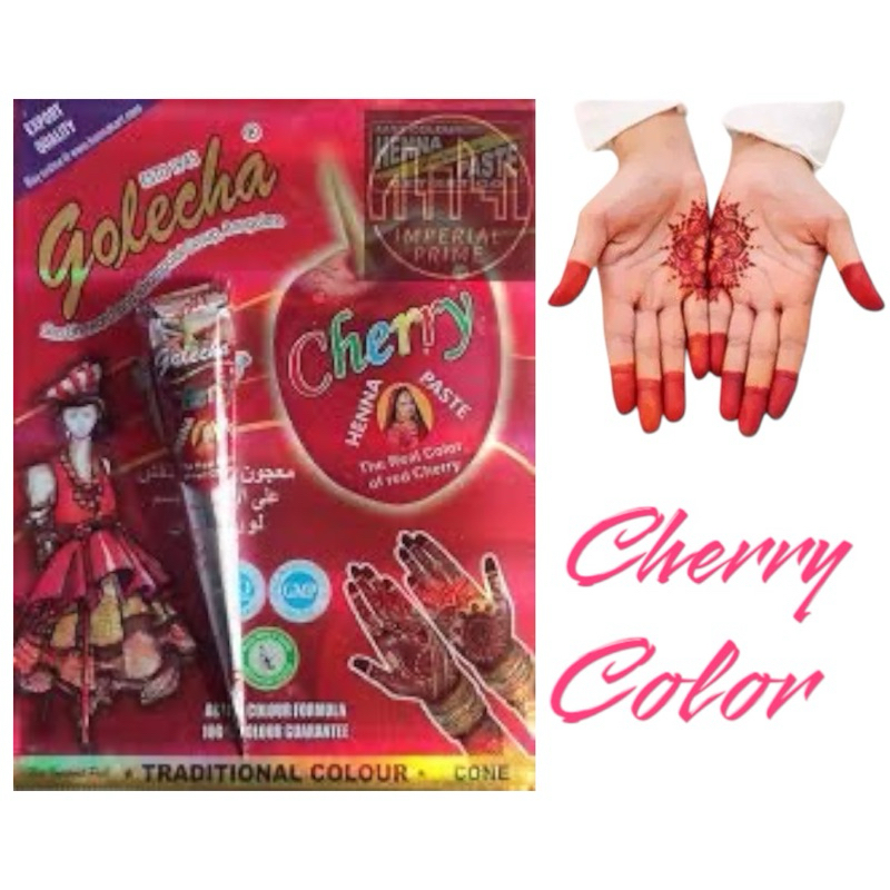 สีเฮนน่าเชอร์รี่แดง Golecha / รอยสักเฮนน่าอินเดีย/golecha cherry red henna