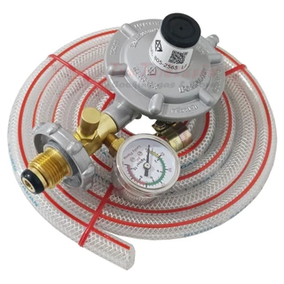 Lucky Flame ชุดหัวปรับแก๊สแรงดันต่ำ แบบปลอดภัย และเกจวัดแก๊ส รุ่น LS-325S GP พร้อม สายแก๊สยาว 2เมตร เข็มขัด 2ตัว