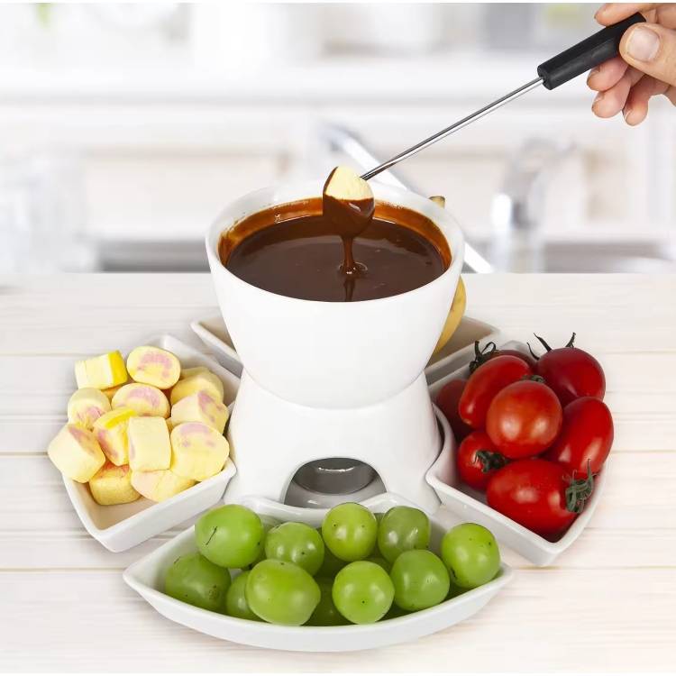 ชุดเสริฟฟองดูว์ ช็อคโกแลตฟองดู เซรามิก 4ชิ้น📌 มีพร้อมส่ง - รูปที่ 4