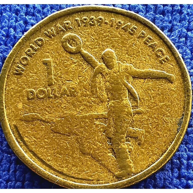เหรียญ​ออสเตรเลีย​ Australia, 1​ Dollar, (ที่ระลึก​60ปีสงคราม​โลก​ครั้ง​ที่​2​), #​3094, ใช้แล้ว​