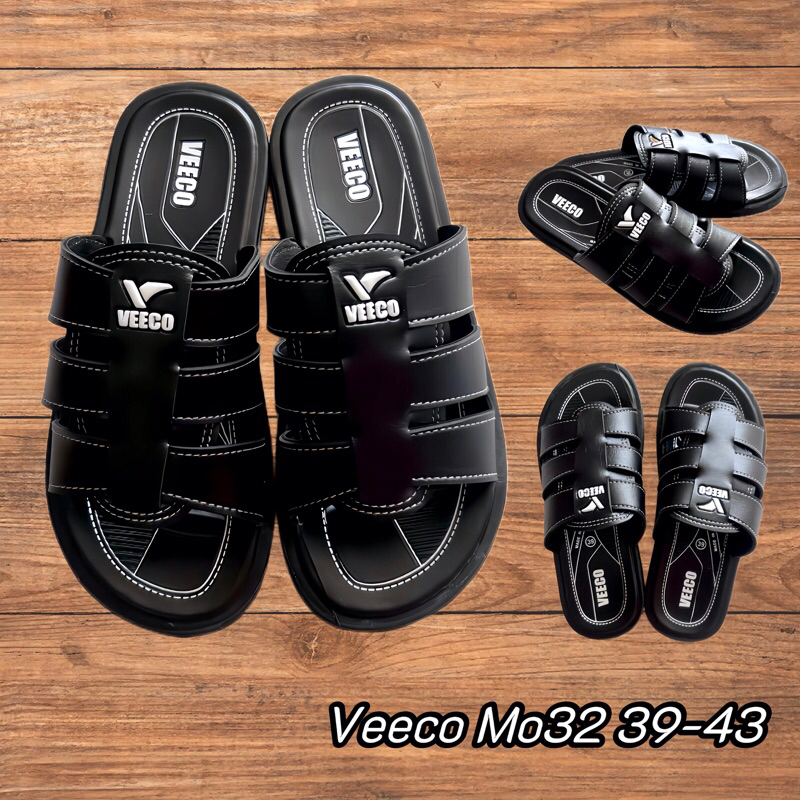 📍ลูกค้าใหม่ 1 บาท📍รองเท้าแตะ VEECOแบบสวมผู้ชาย รุ่น MO-32 สีดำ พื้นยางPvc สไตล์แฟชั่น