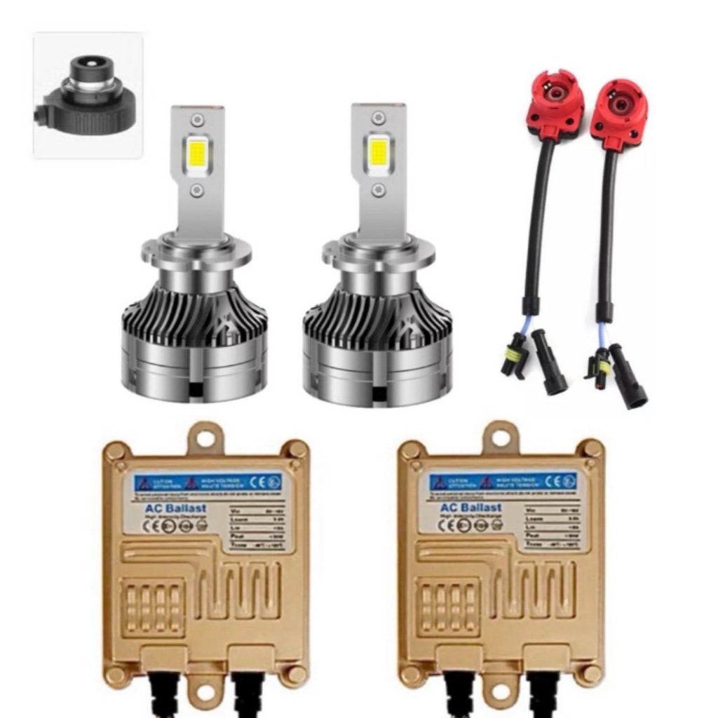 fd_24hr ชุดหลอดไฟหน้ารถยนต์ LED D2S หลอดไฟ+บัลลาสต์ 55W+ซ็อกเก็ต เป็นชุด1คู่ มีค่าสี 6000K สินค้าพร้