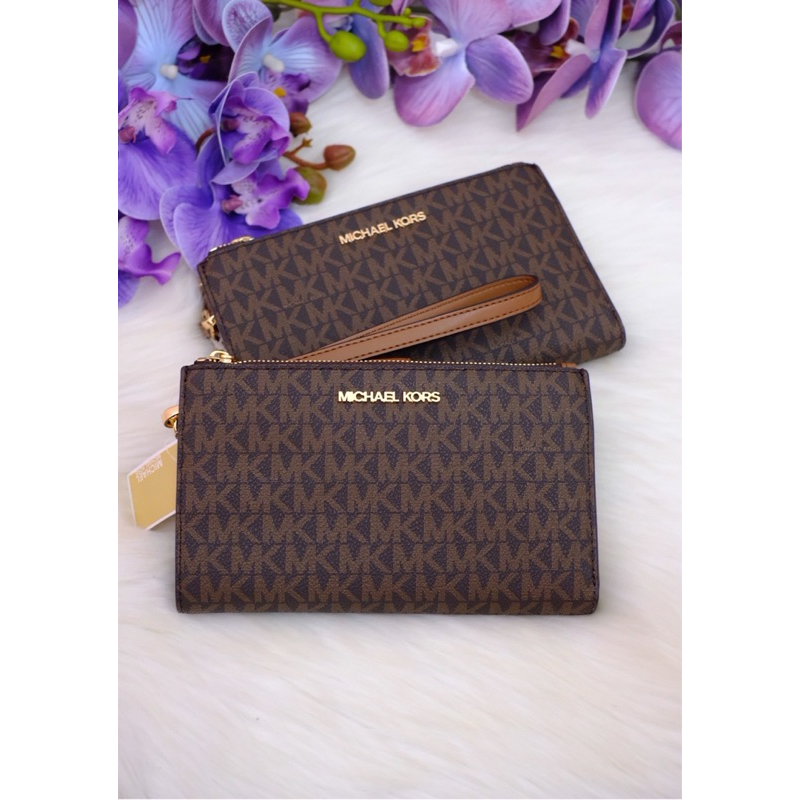 🌸🌸 พร้อมส่ง🌸🌸 MICHAEL KORS JET SET TRAVEL LARGE DOUBLE ZIP WRISTLET 35F2GTVW3B 35F8GTVW0B 35F8GTVW0L