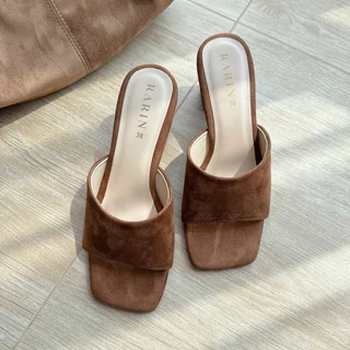 Rarin รุ่น [ Camel ] 36 - 41 รองเท้าส้นสูง 2.5นิ้ว หนังกลับ **เท้าอวบ/เท้ากว้าง เพิ่ม 1 ไซส์**