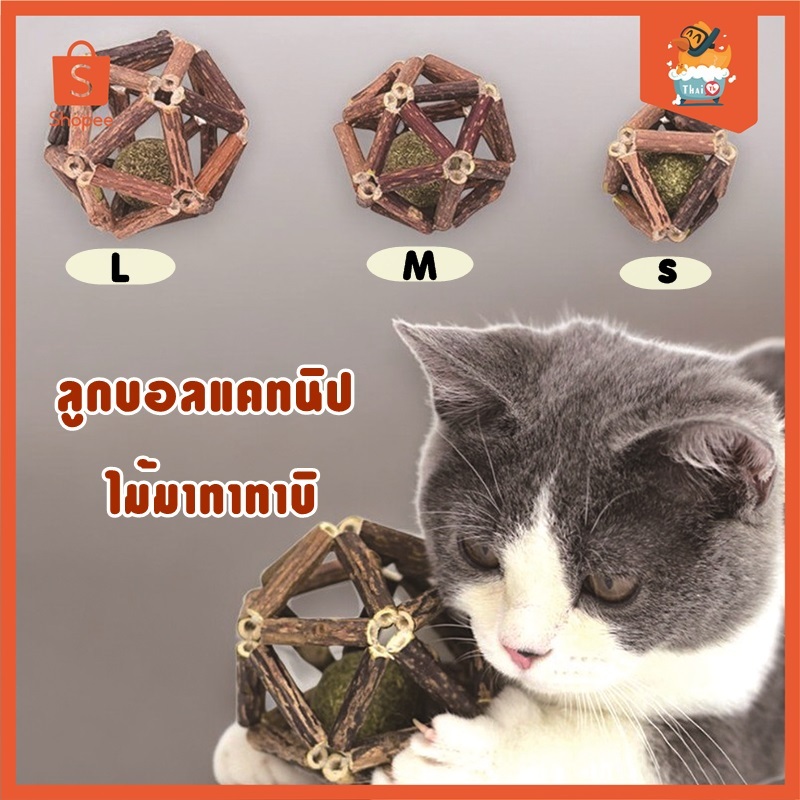 Thai.th แคทนิปบอล กระดิ่งไม้มาทาทาบิ กัญชาแมว ลูกบอลแมว ของเล่นแมว กล่องไม้มาทาทาบิ ลูกอบลของเล่น ZY99
