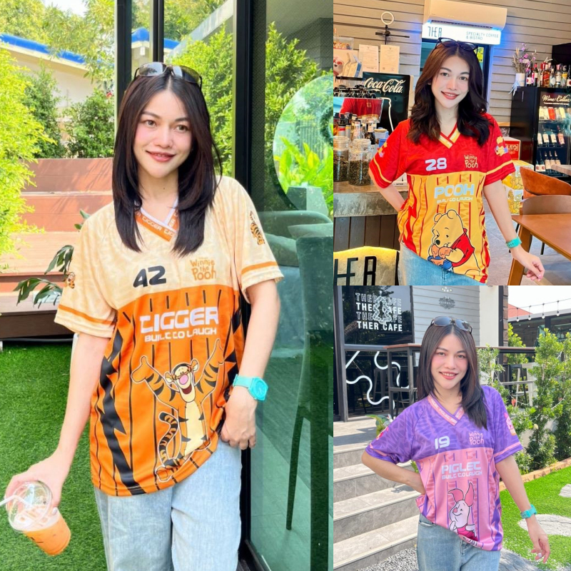 ( N97 ) เสื้อสปอร์ลายการ์ตูน แถบข้าง คละเบอร์ ผ้าไมโคร