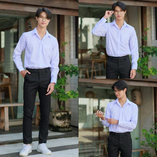 เสื้อนักศึกษาชาย แขนสั้น-แขนยาว สีขาวนวล/ขาวสว่าง เสื้อนักศึกษาผู้ชาย