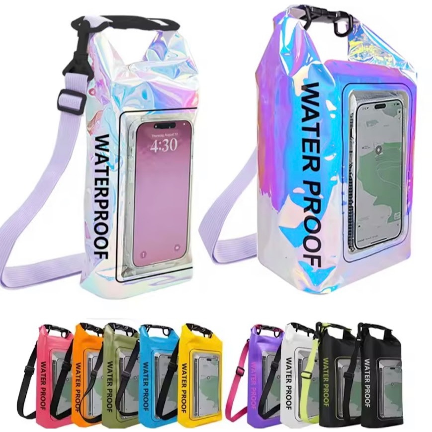 กระเป๋าแห้ง2L 5L จอสัมผัสกระเป๋ากันน้ำสำหรับการเดินป่าล่องลอยล่องลอยล่องแพเรือคายัคกลางแจ้งอุปกรณ์ตั้งแคมป์