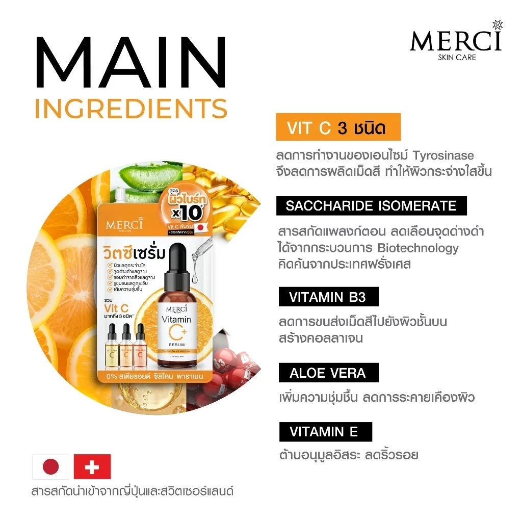 (ซอง) MERCI  MERCI SKIN CARE Vitamin C Serum เมอร์ซี่ สกินแคร์ วิตามินซี 4 กรัม / 5 กรัม thumbnail 9