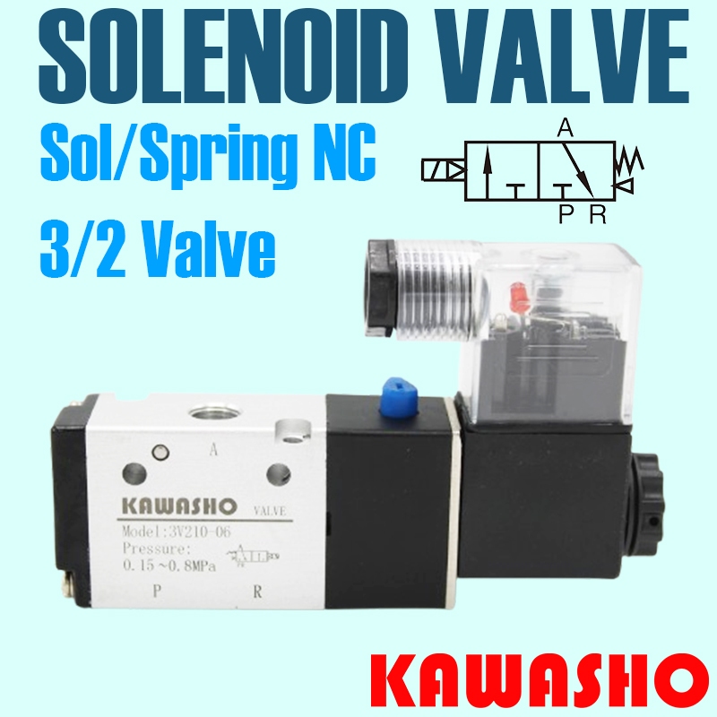 โซลินอยด์ วาล์ว 3V110-M5 / 3V110-06 / 3V210-06 / 3V210-08 / 3V310-08 / 3V310-10 / 3V410-15 Solenoid 
