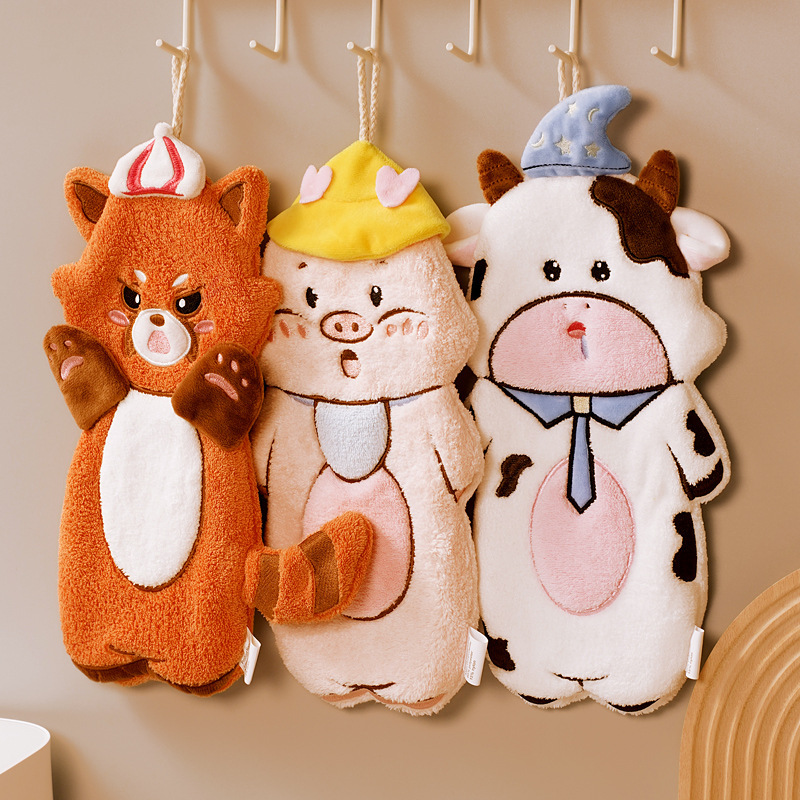 พร้อมส่ง !! ผ้าเช็ดมือการ์ตูนสามมิติน่ารัก ผ้าเช็ดมือแบบแขวน ซับน้ำได้ดี