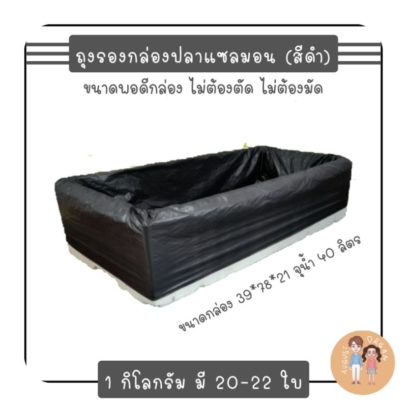 ถุงรองกล่องโฟม กล่องปลาแซลมอนสีดำ (1 กก.มี 20-22 ใบ) ปลูกผักไฮโดรโปนิกส์