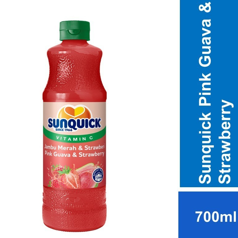 Sunquick Vitamin C 700ml น้ำผลไม้เข้มข้นรสฝรั่งชมพูและสตรอว์เบอร์รี่ มีฮาลาล จากมาเลเซีย BB.10/09/26