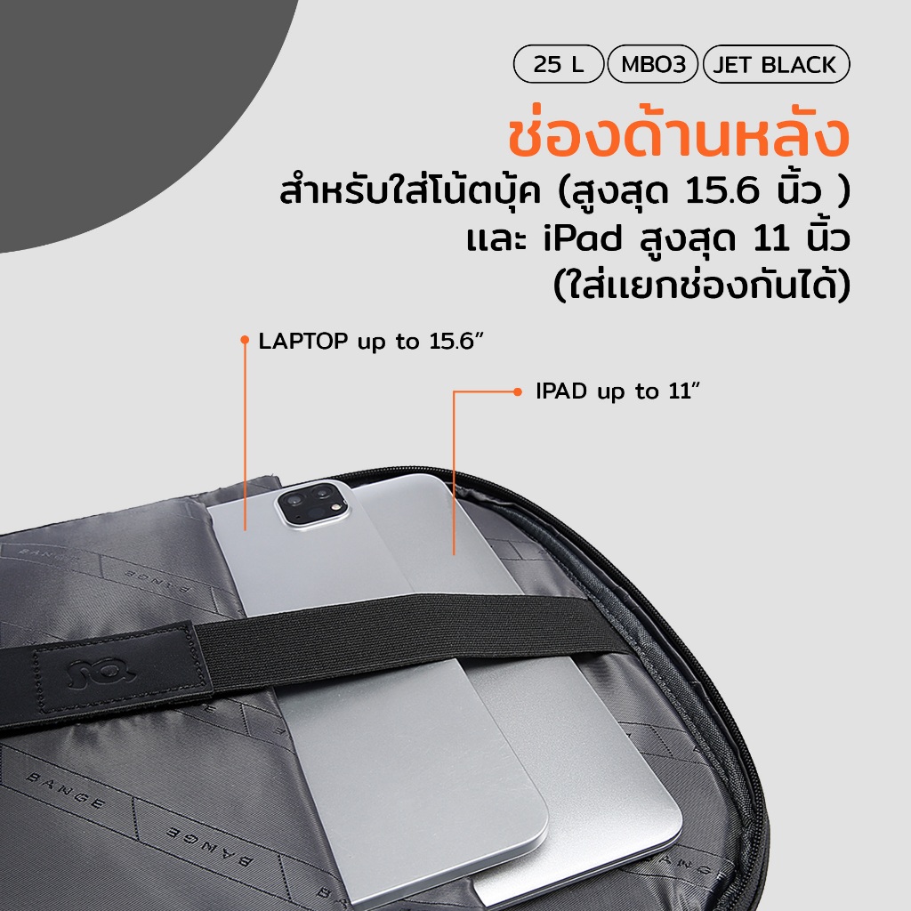 bagsbird รุ่น MB03 จุ 25 L กระเป๋าเป้ที่ใส่ได้ทั้งโน๊ตบุ๊คและipadได้ในใบเดียว - รูปที่ 7