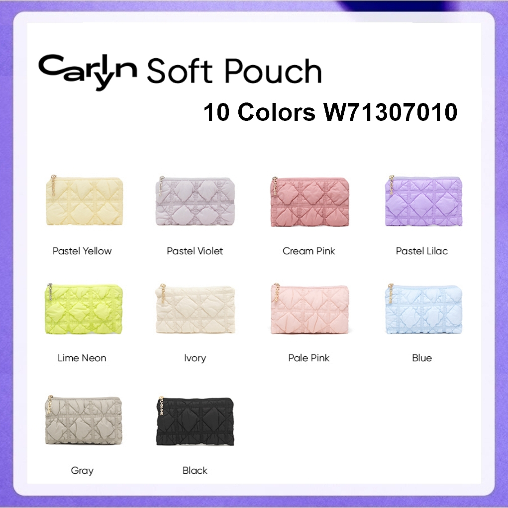 Carlyn Soft Pouch 10 Colors W71307010 (Pastel Yellow, Pastel Lilac, Pale Pink, Pastel Lilac, Ivory, Blue, Black, Gray)