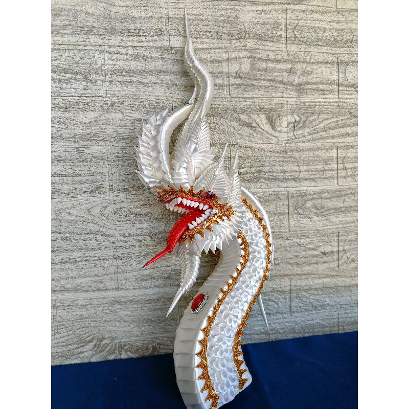 บายศรีพญานาค เศียรพญานาค ขนาดความสูง 50ซม  ลำตัว35ซม หาง 40ซม งานริบบิ้น - รูปที่ 2