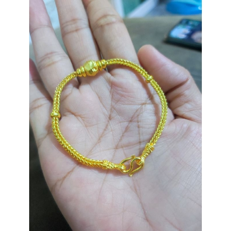 J322ข้อมือสี่เสาสลับโอ่งหนัก2สลึง งานตันแน่นทองหุ้มสวยเหมือนจริงคุณภาพเกรดพรีเมียม แถมฟรีตะขอเพิ่ม1ชิ้น