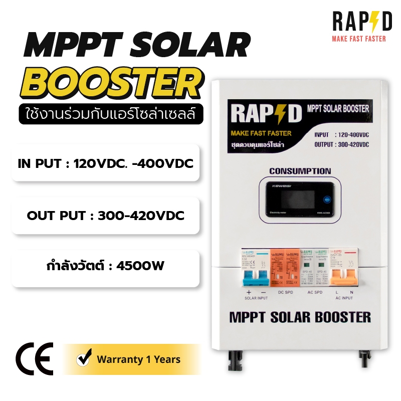 RAPD ส่งฟรี - MPPT Solar Booster สำหรับแอร์โซล่าเซลล์