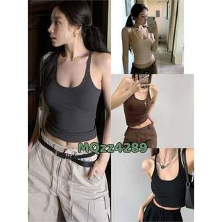 MQzz4289 *พร้อมส่ง* เสื้อสายเดี่ยวผู้หญิง เสื้อกล้าม สีพื้น รัดรูป สวยเซ็กซี่ Freesize