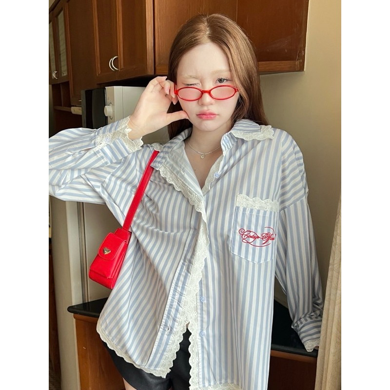 (New in pack) Cintage♡ CT2041 เชิ้ตแขนยาวpocket435 🍒 สี blue dreamlike (pocket)