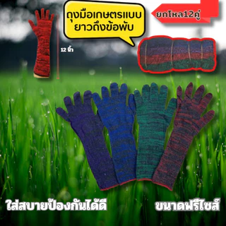 ถุงมือเกษตรแบบยาวถึงข้อศอก ใส่สบาย ป้องกันแสงแดด กันบาด สีสันสวย ไม่อับชื้น มาแบบคละสีคะ12คู่ยกโหล