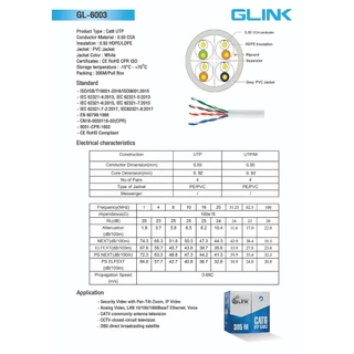 GLINK GL6003 สายแลนภายใน INDOOR CAT6 UTP CABLE (ยาว 305 เมตร) ประกัน 1 ปี By Vnix Group