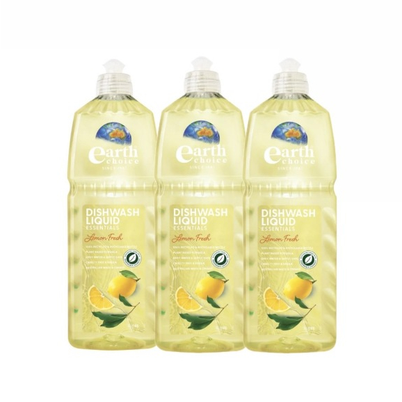 [แพ็ก 3 ขวด] เอิร์ธ ชอยส์ ดิชวอช ลิควิด เลมอน เฟรช EARTH CHOICE DISHWASH LIQUID LEMON FRESH 1L PACK 3 BOTTLES