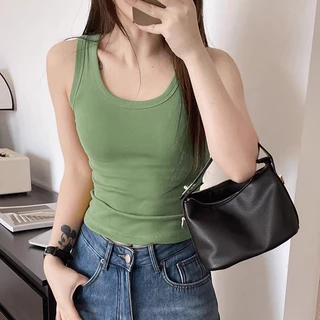 เสื้อกล้ามสีพื้น เสื้อทรงคอร์เซ็ท มีบราในตัว ฟองน้ำในตัว ใส่สบาย เสื้อกล้ามรัดรูป เสื้อแขนกุด สาวอวบใส่ได้