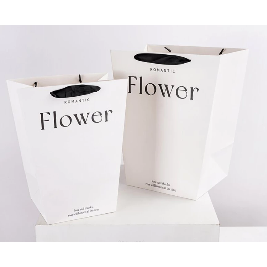 ถุงกระดาษ กระดาษคราฟท์ ใส่ของขวัญ ช่อดอกไม้ มี 2 ขนาด ลายFlower