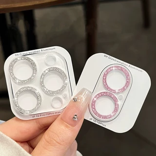 กระจกกันรอยกล้อง For iPhone 16 15 11 12 13 14 17 Pro Max Air 12 13 Mini 16 15 14 Plus 12 17 ฟิล์ม กระจก เพชรแฟลชรุ่นใหม่