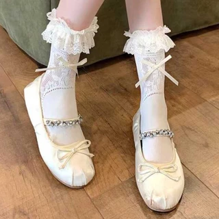 พร้อมส่งจากไทย ถุงเท้าลูกไม้ น่ารัก ผ้านุ่ม สไตล์โลลิต้า Free Size NO.103